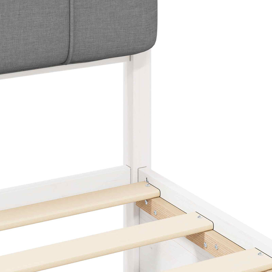 Bedframe Met Gevoerd Hoofdgedeelte 120 x 200 cm Wit en lichtgrijs