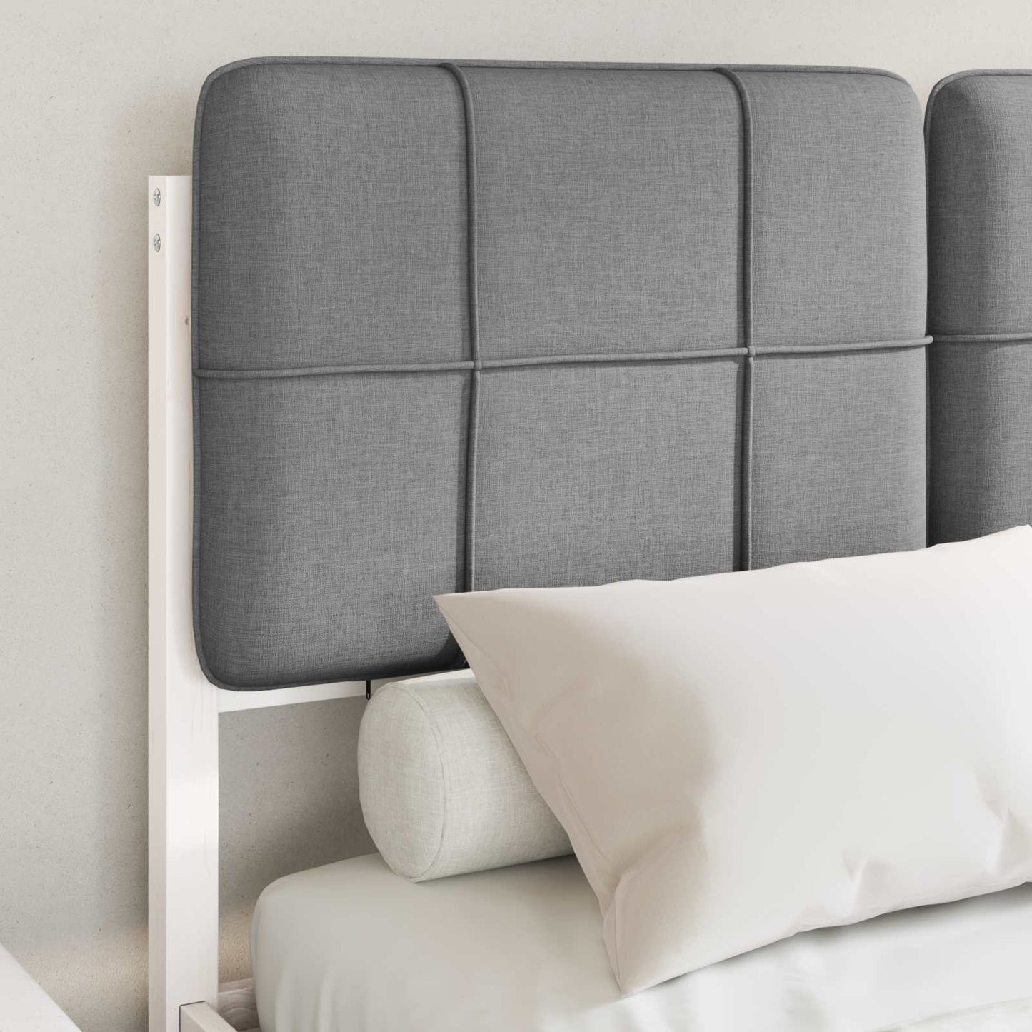 Bedframe Met Gevoerd Hoofdgedeelte 120 x 200 cm Wit en lichtgrijs