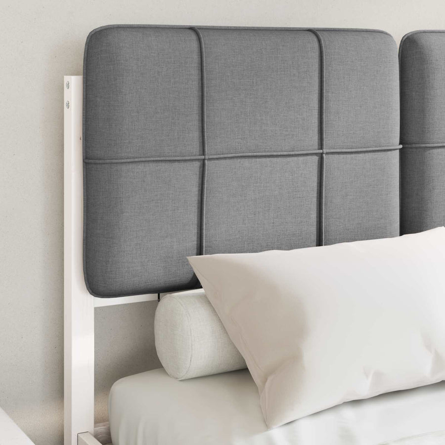 Bedframe Met Gevoerd Hoofdgedeelte 120 x 200 cm Wit en lichtgrijs