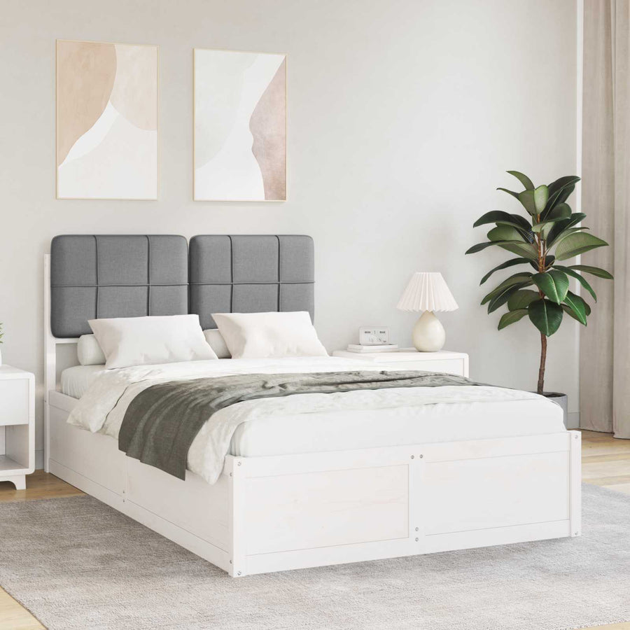 Bedframe Met Gevoerd Hoofdgedeelte 120 x 200 cm Wit en lichtgrijs