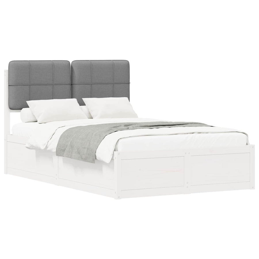 Bedframe Met Gevoerd Hoofdgedeelte 120 x 200 cm Wit en lichtgrijs