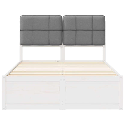 Bedframe Met Gevoerd Hoofdgedeelte 120 x 200 cm Wit en lichtgrijs