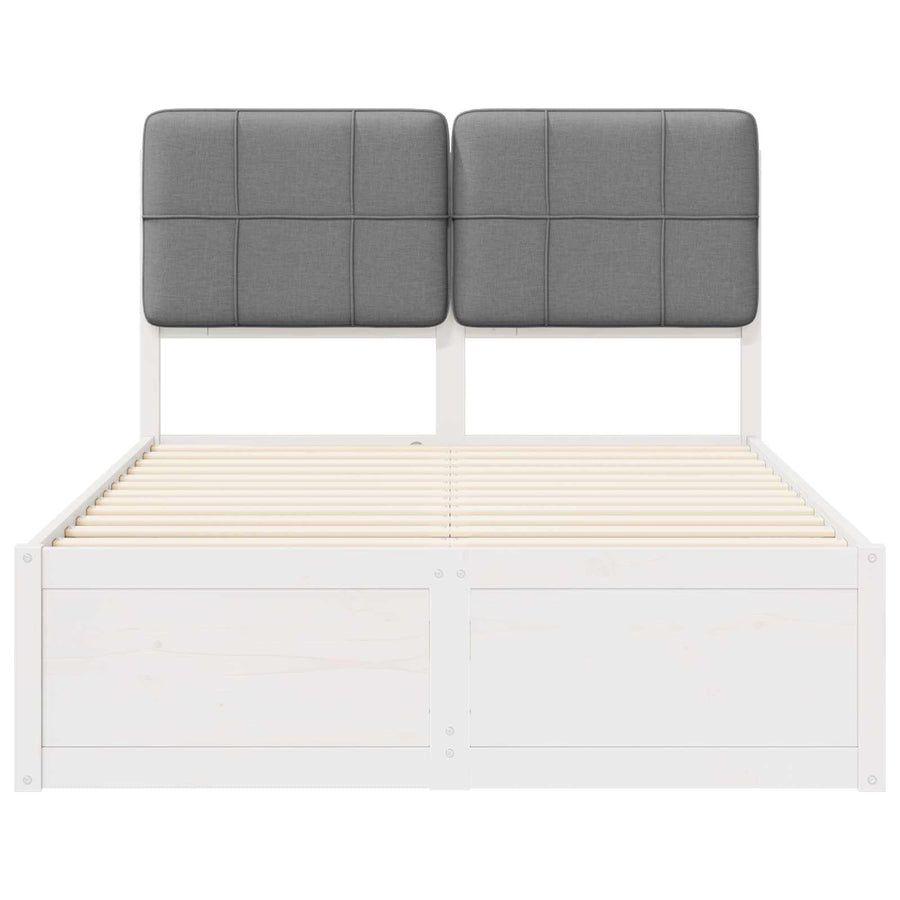 Bedframe Met Gevoerd Hoofdgedeelte 120 x 200 cm Wit en lichtgrijs