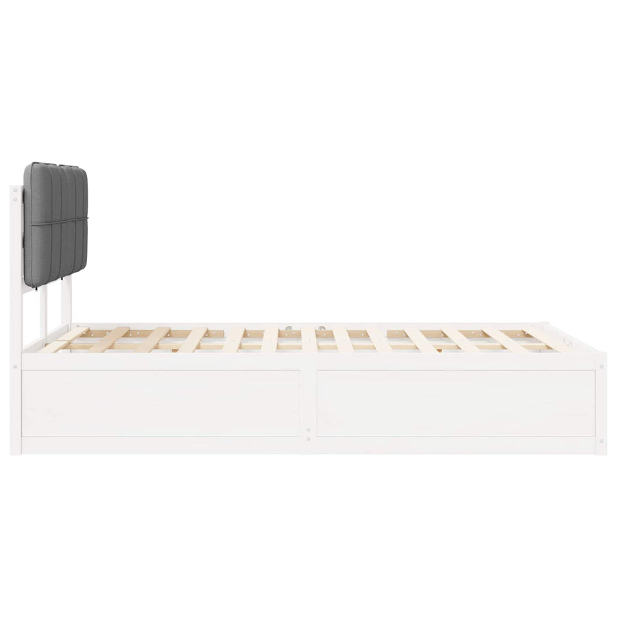 Bedframe Met Gevoerd Hoofdgedeelte 120 x 200 cm Wit en lichtgrijs