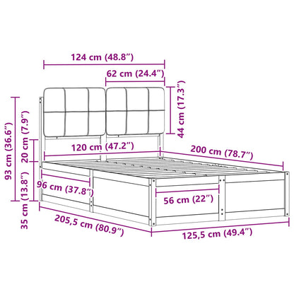 Bedframe Met Gevoerd Hoofdgedeelte 120 x 200 cm Wit en lichtgrijs