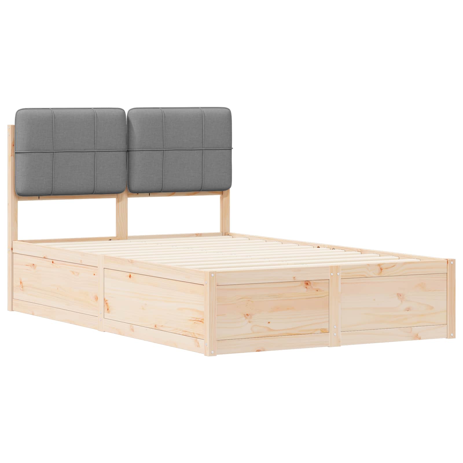 Bedframe Met Gevoerd Hoofdgedeelte 120 x 190 cm Bruin en lichtgrijs