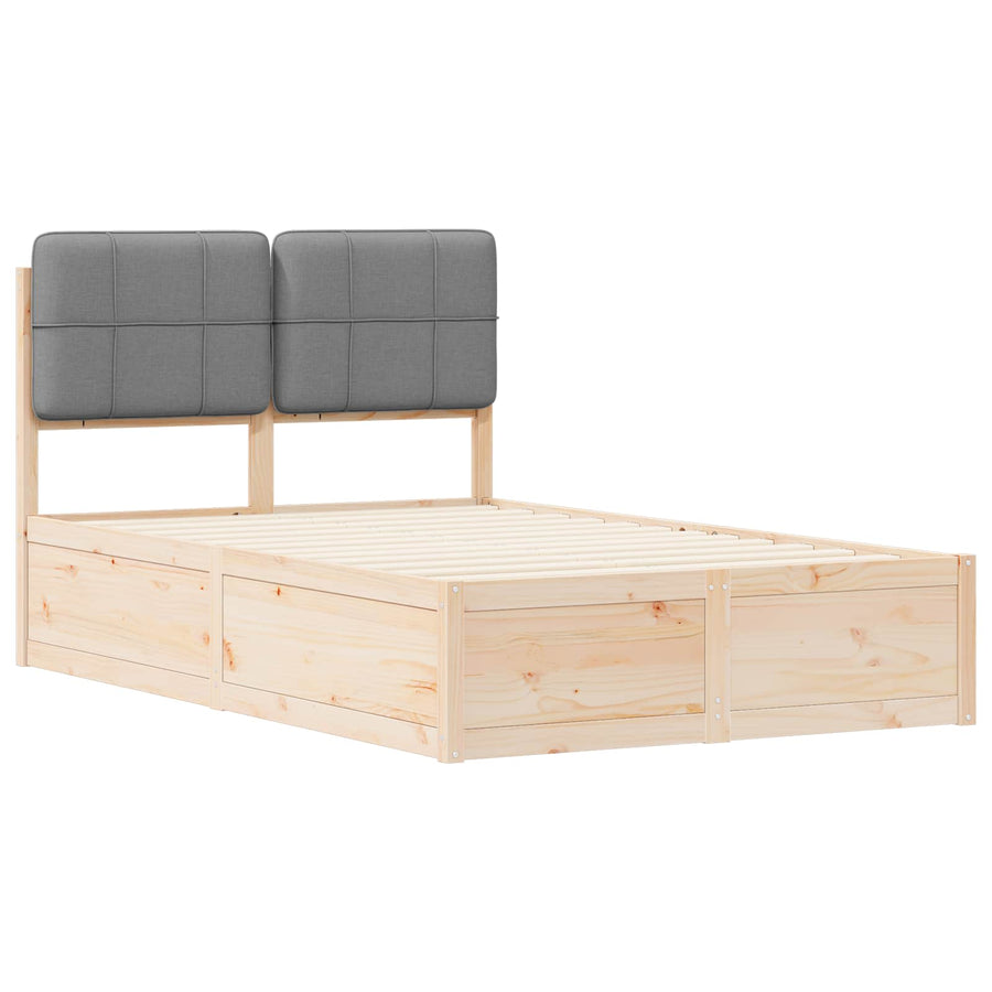 Bedframe Met Gevoerd Hoofdgedeelte 120 x 190 cm Bruin en lichtgrijs