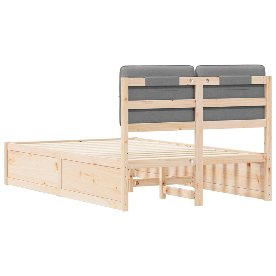 Bedframe Met Gevoerd Hoofdgedeelte 120 x 190 cm Bruin en lichtgrijs