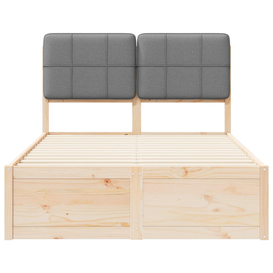 Bedframe Met Gevoerd Hoofdgedeelte 120 x 190 cm Bruin en lichtgrijs