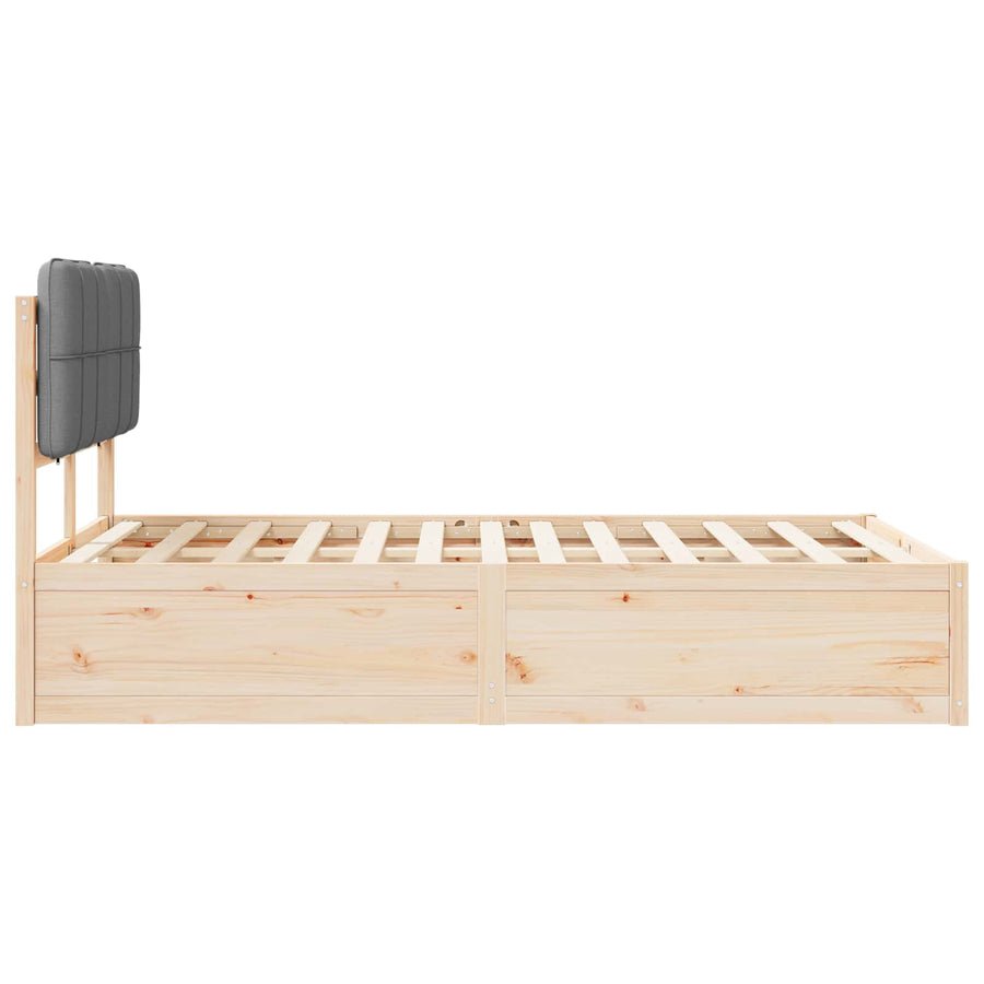 Bedframe Met Gevoerd Hoofdgedeelte 120 x 190 cm Bruin en lichtgrijs