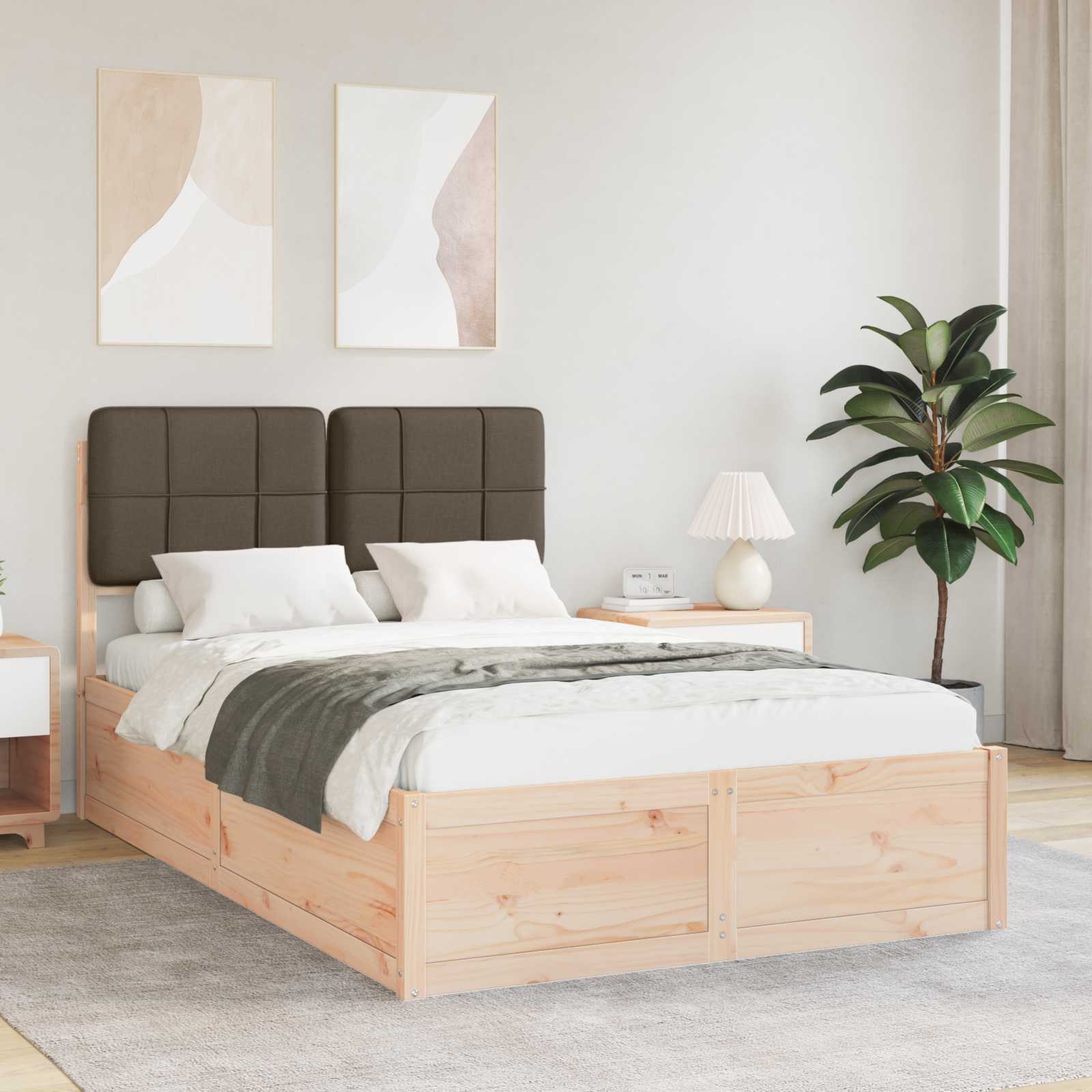 Bedframe Met Gevoerd Hoofdgedeelte 120 x 190 cm Bruin en taupe