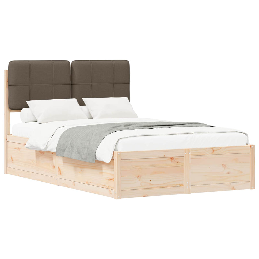 Bedframe Met Gevoerd Hoofdgedeelte 120 x 190 cm Bruin en taupe