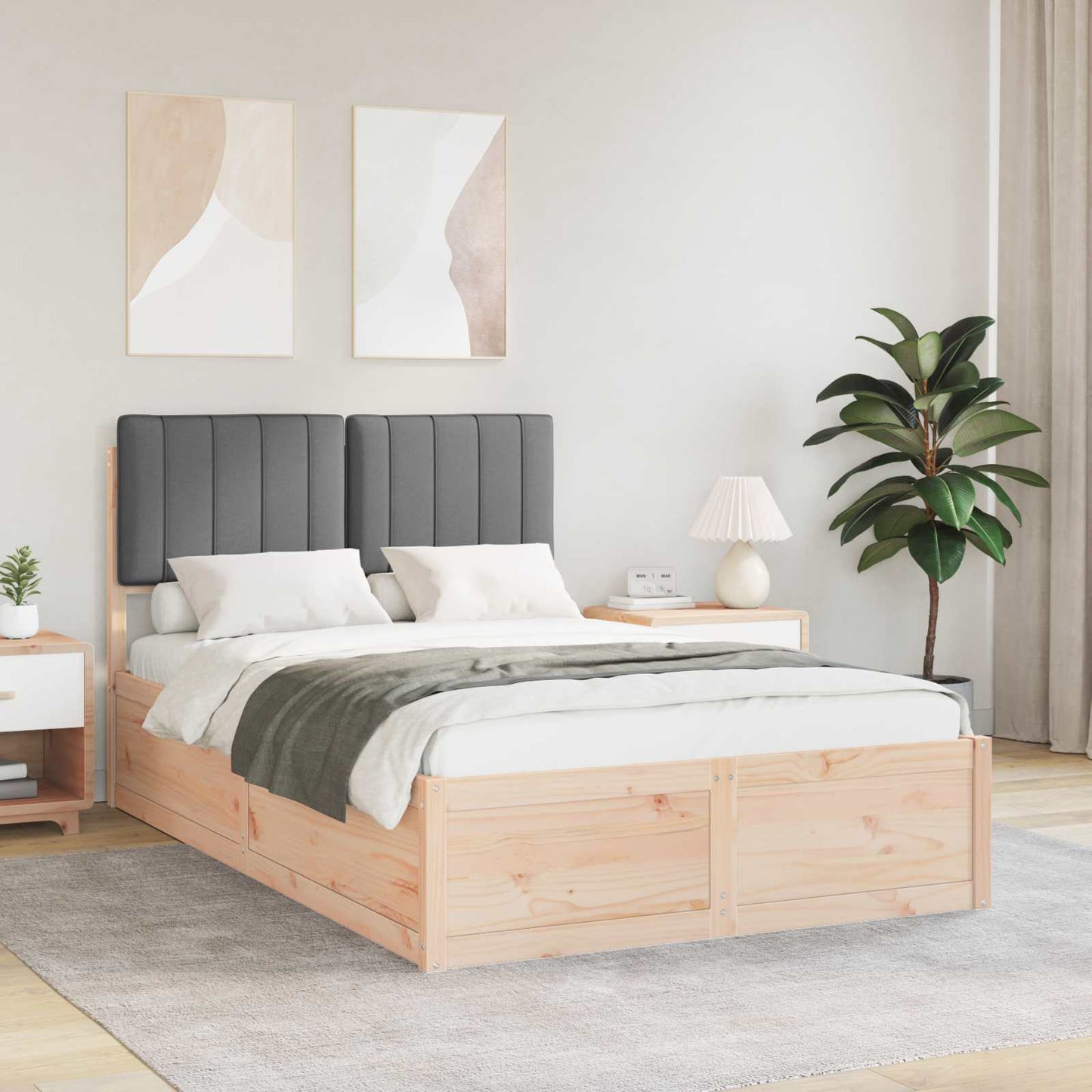 Bedframe Met Gevoerd Hoofdgedeelte 120 x 200 cm Bruin en donkergrijs