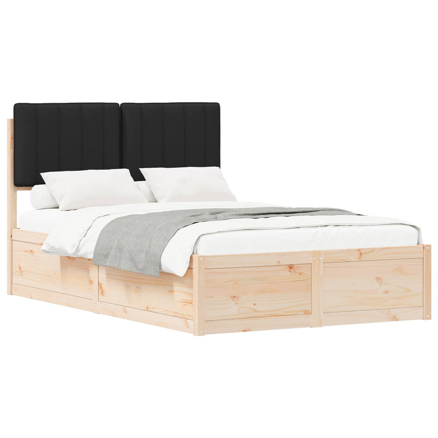 Bedframe Met Gevoerd Hoofdgedeelte 120 x 200 cm Bruin en zwart