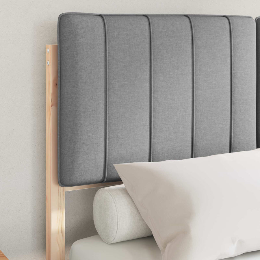 Bedframe Met Gevoerd Hoofdgedeelte 120 x 190 cm Bruin en lichtgrijs