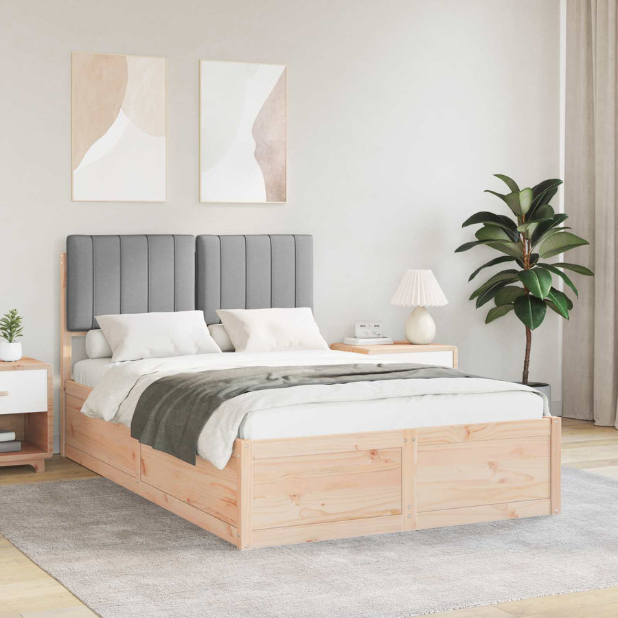 Bedframe Met Gevoerd Hoofdgedeelte 120 x 190 cm Bruin en lichtgrijs