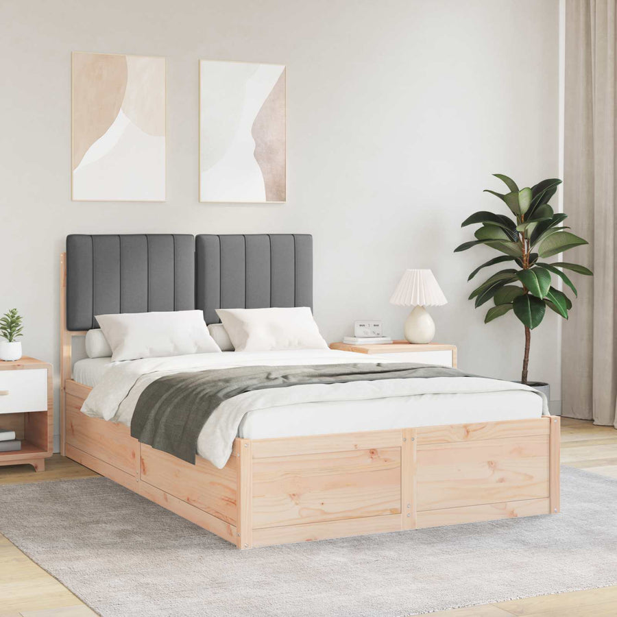 Bedframe Met Gevoerd Hoofdgedeelte 120 x 190 cm Bruin en donkergrijs