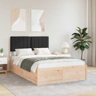 Bed Frame with Upholstered Headboard Black 120 x 190 cm