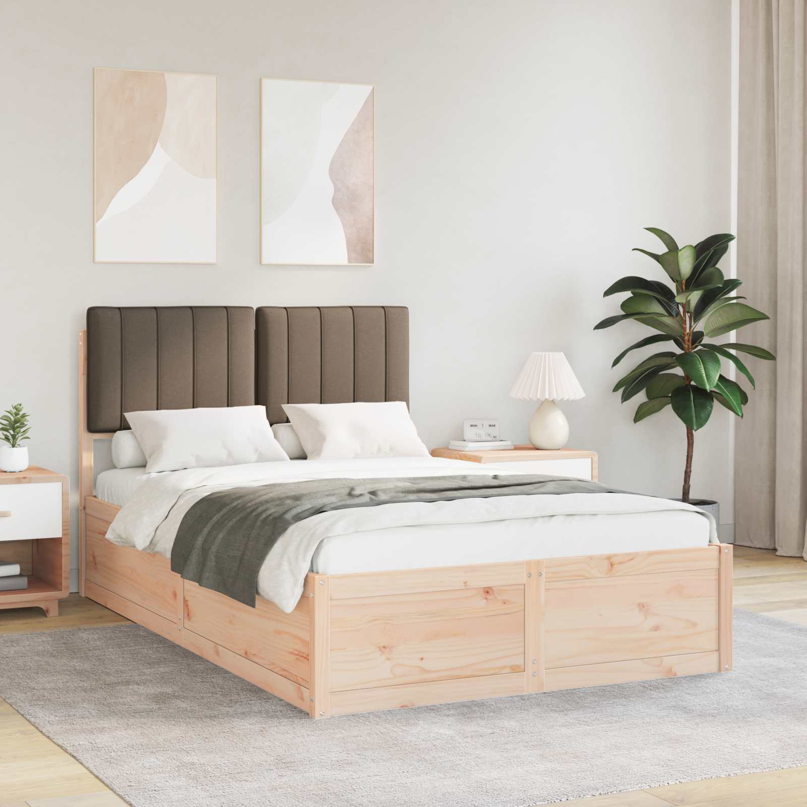 Bedframe met Gevoerd Hoofdgedeelte Taupe 120 x 190 cm
