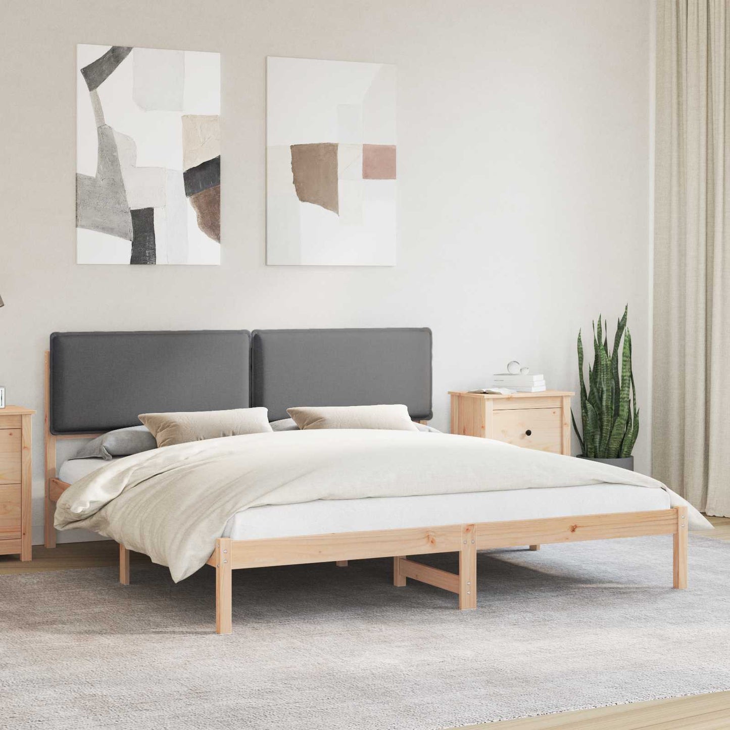 Bedframe met Gevoerd Hoofdgedeelte Donkergrijs 200 x 200 cm