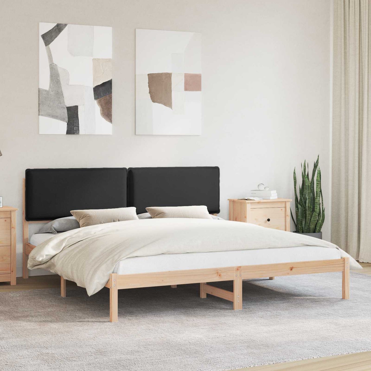 Bedframe met Gevoerd Hoofdgedeelte Zwart 200 x 200 cm