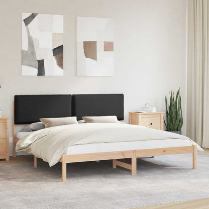 Bedframe met Gevoerd Hoofdgedeelte Zwart 200 x 200 cm