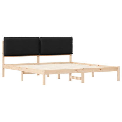 Bedframe met Gevoerd Hoofdgedeelte Zwart 200 x 200 cm