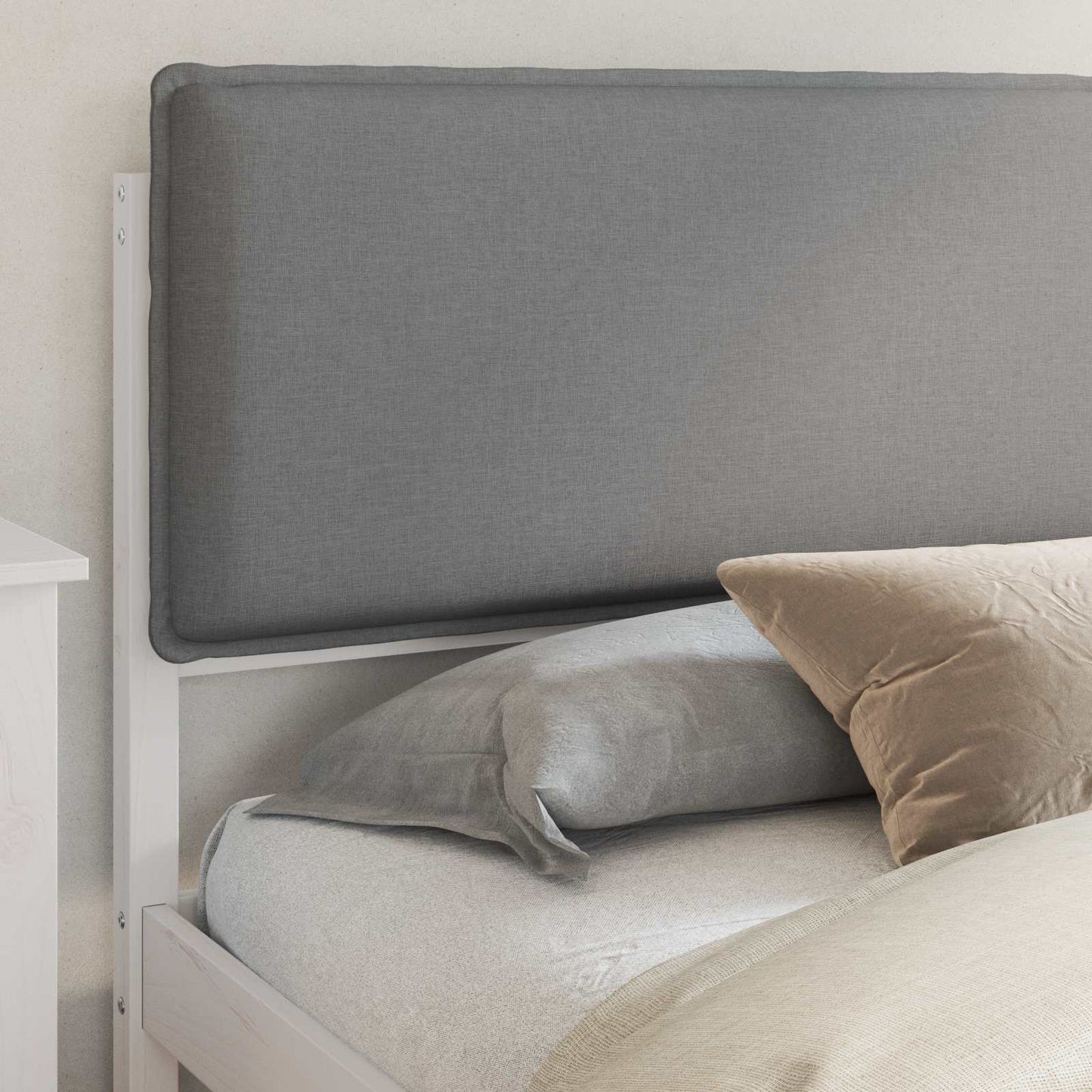 Bedframe met Gevoerd Hoofdgedeelte Lichtgrijs 200 x 200 cm