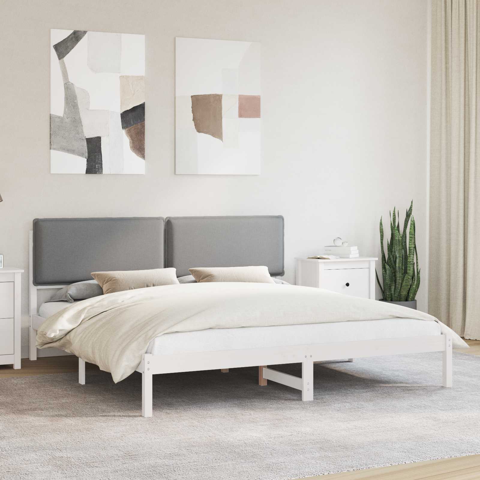 Bedframe met Gevoerd Hoofdgedeelte Lichtgrijs 200 x 200 cm