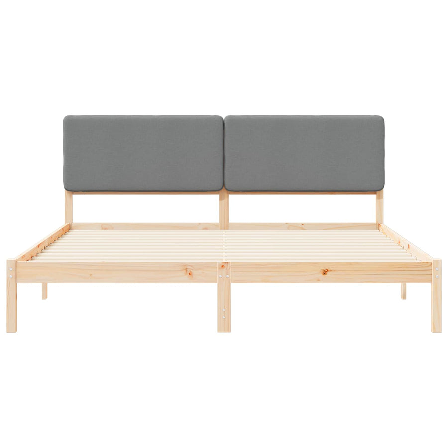 Bedframe met Gevoerd Hoofdgedeelte Lichtgrijs 200 x 200 cm