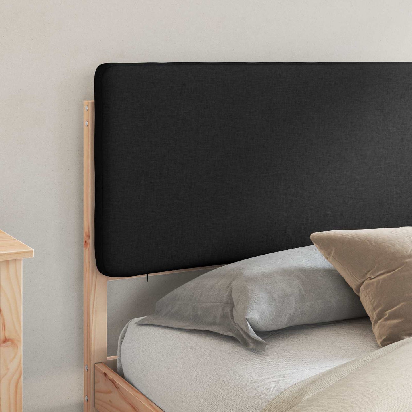 Bedframe met Gevoerd Hoofdgedeelte Zwart 200 x 200 cm