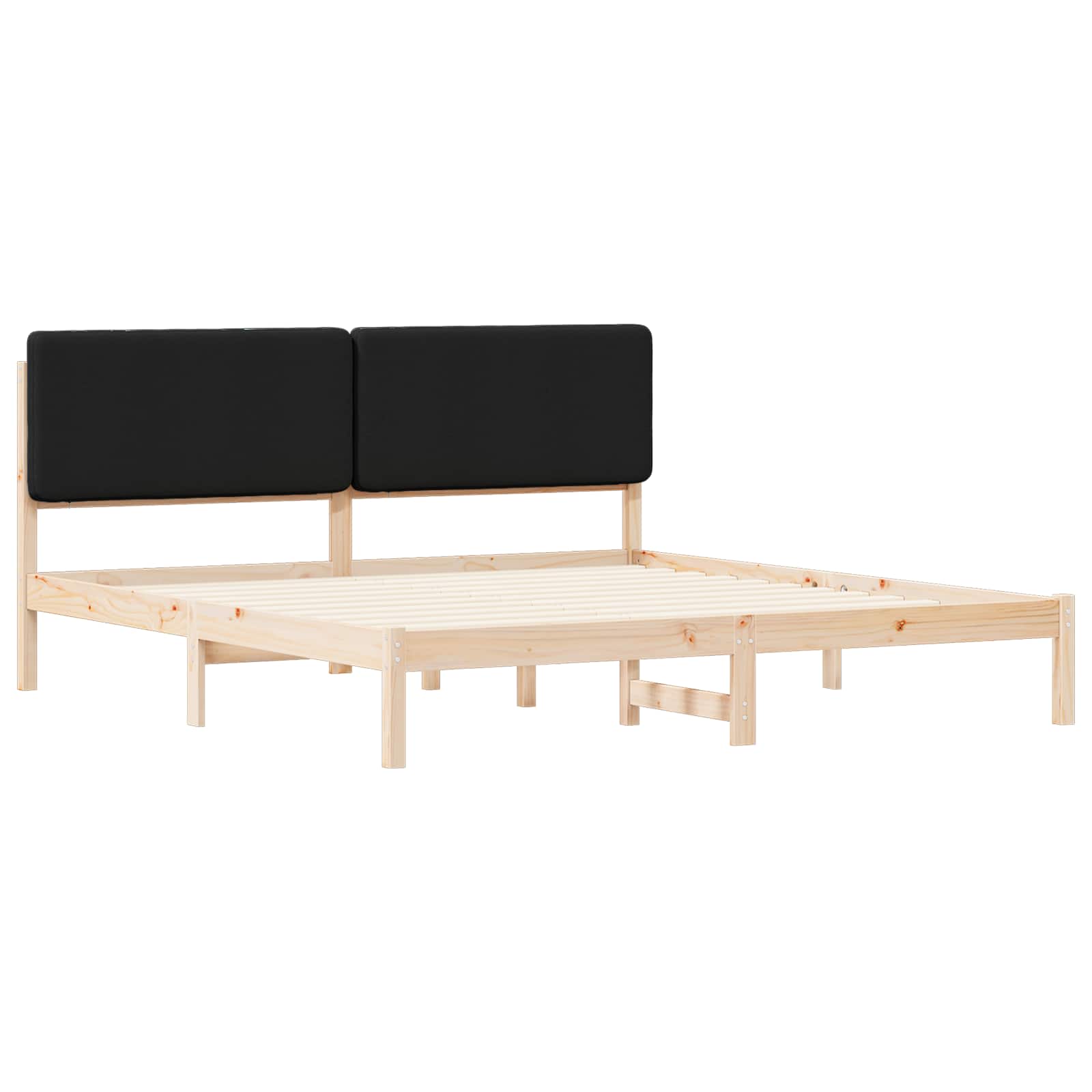 Bedframe met Gevoerd Hoofdgedeelte Zwart 200 x 200 cm