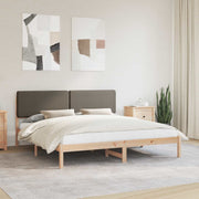 Bedframe 200x200 cm massief grenenhout taupe