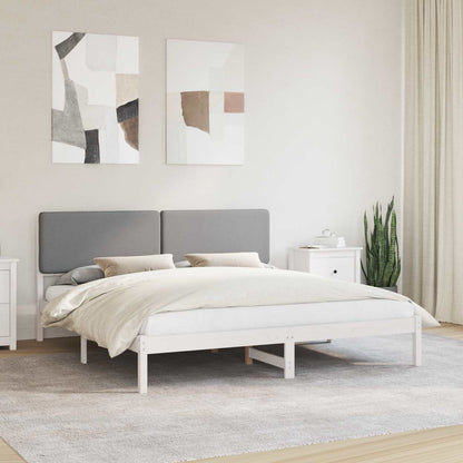Bedframe met Gevoerd Hoofdgedeelte Lichtgrijs 200 x 200 cm