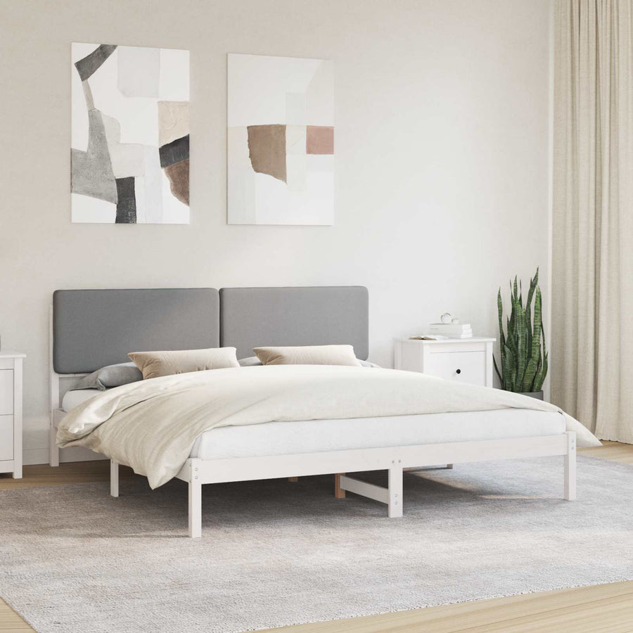 Bedframe met Gevoerd Hoofdgedeelte Lichtgrijs 200 x 200 cm