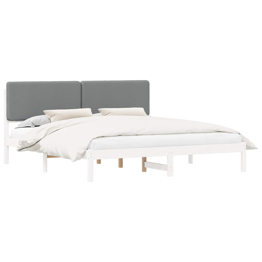 Bedframe met Gevoerd Hoofdgedeelte Lichtgrijs 200 x 200 cm