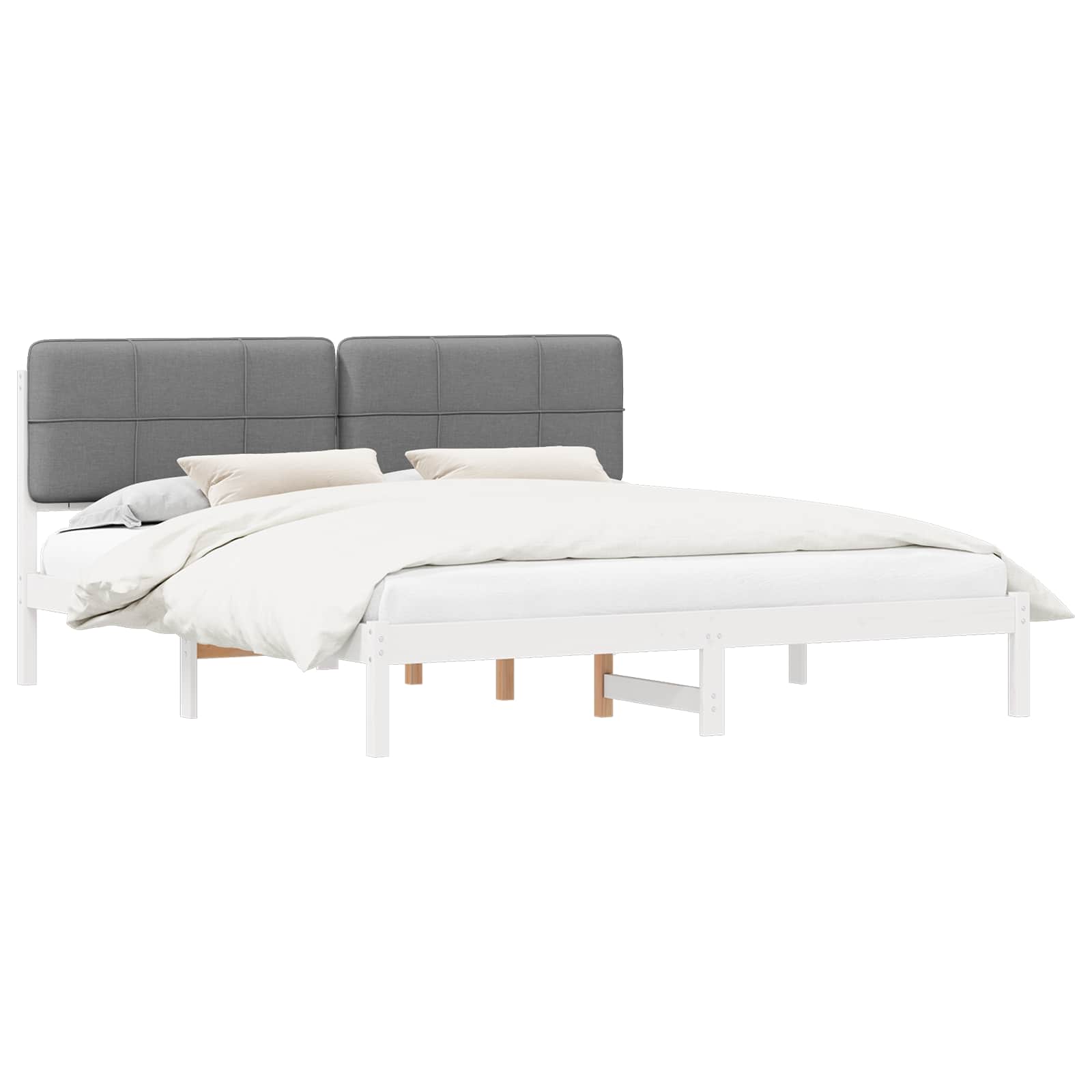 Bedframe met Gevoerd Hoofdgedeelte Lichtgrijs 200 x 200 cm