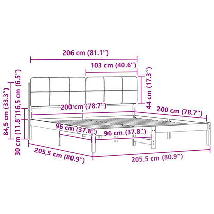 Bedframe met Gevoerd Hoofdgedeelte Lichtgrijs 200 x 200 cm