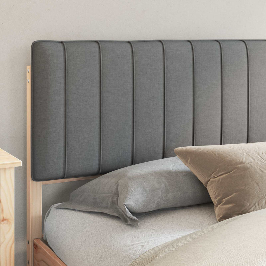 Bedframe met Gevoerd Hoofdgedeelte Lichtgrijs 200 x 200 cm