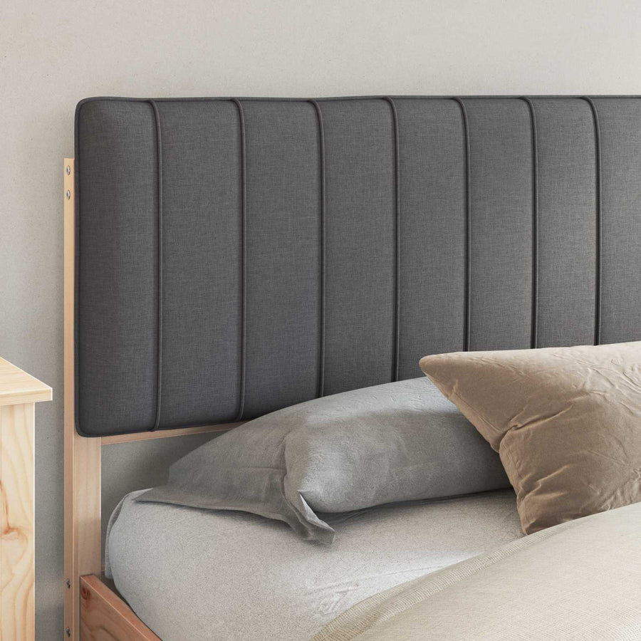 Bedframe met Gevoerd Hoofdgedeelte Donkergrijs 200 x 200 cm