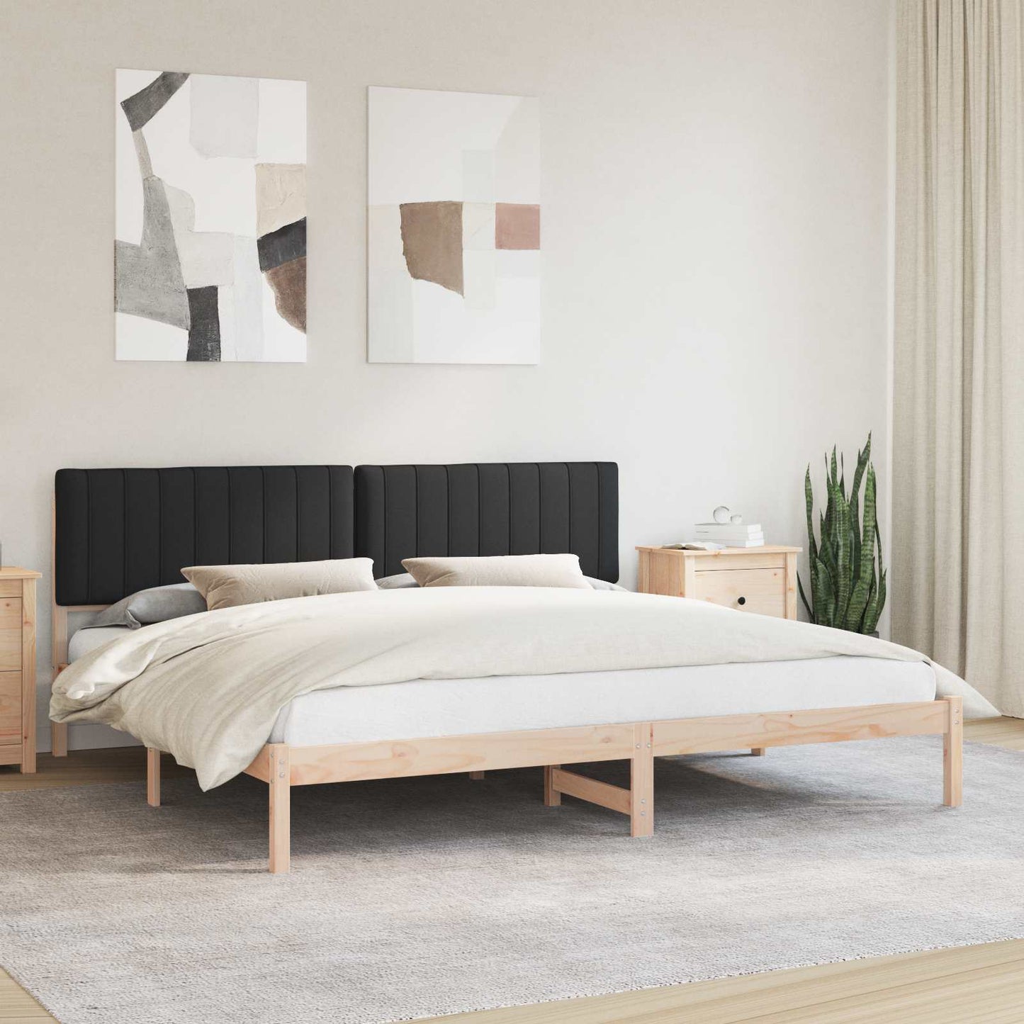 Bedframe met Gevoerd Hoofdgedeelte Zwart 200 x 200 cm
