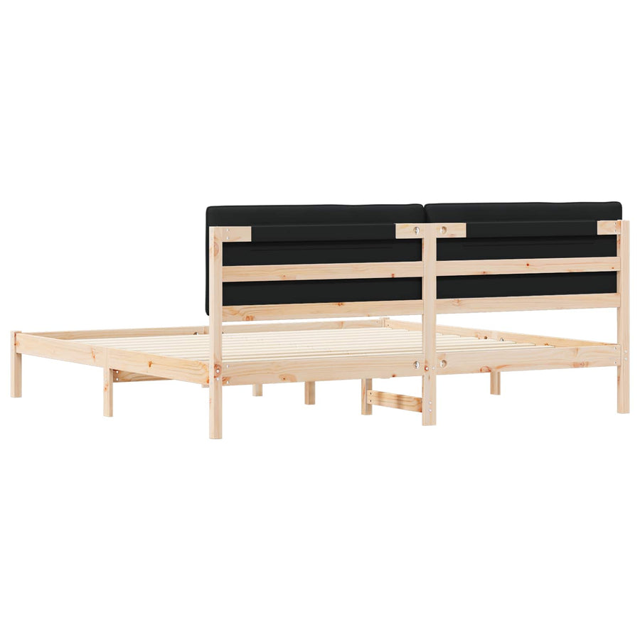 Bedframe met Gevoerd Hoofdgedeelte Zwart 200 x 200 cm