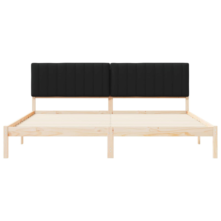 Bedframe met Gevoerd Hoofdgedeelte Zwart 200 x 200 cm