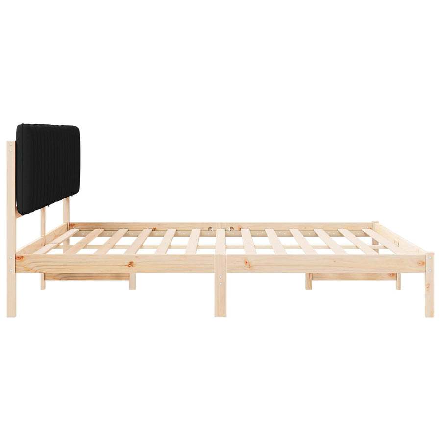 Bedframe met Gevoerd Hoofdgedeelte Zwart 200 x 200 cm
