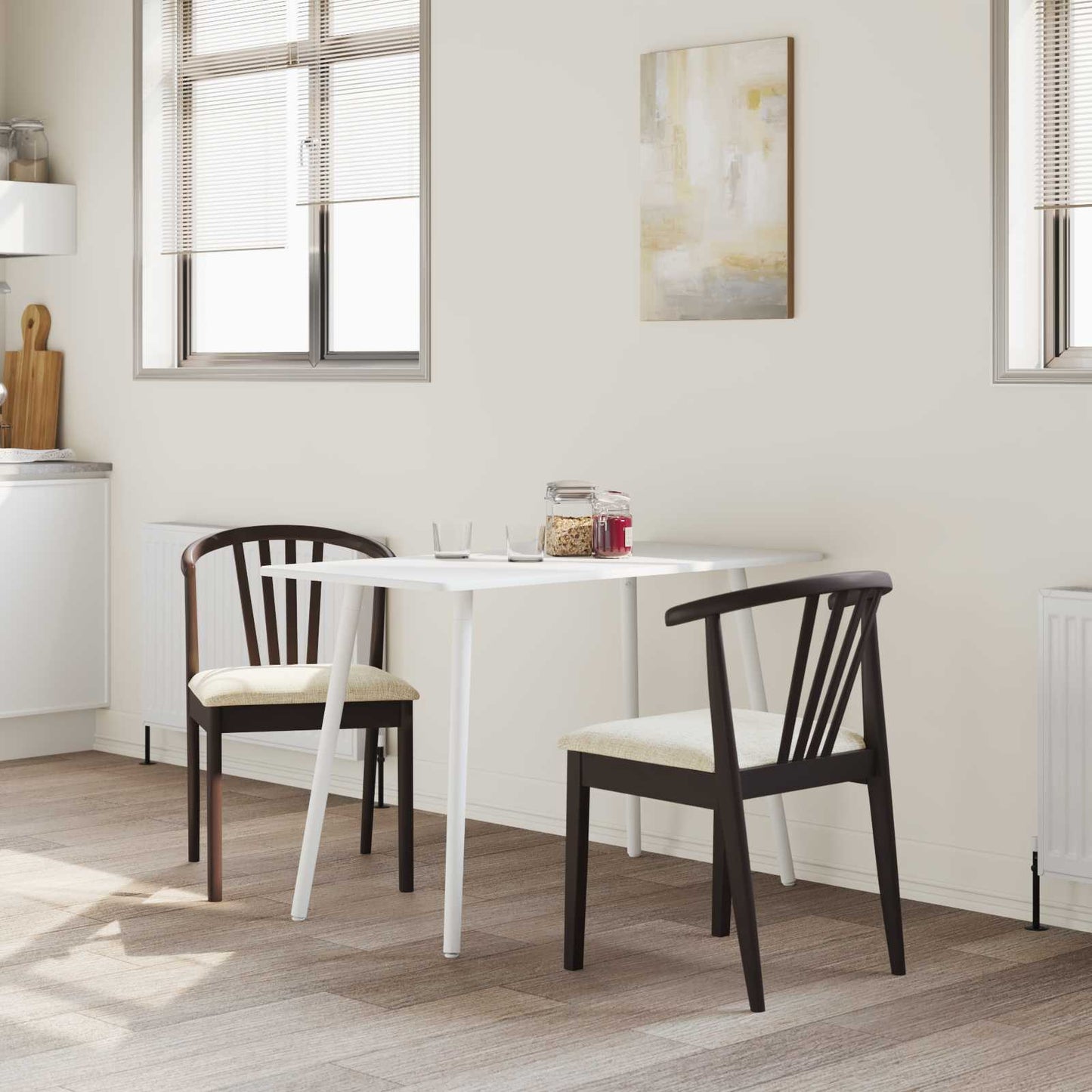 Eetkamerstoel 2 Pcs Massief Rubberhout Lichtbruin en licht