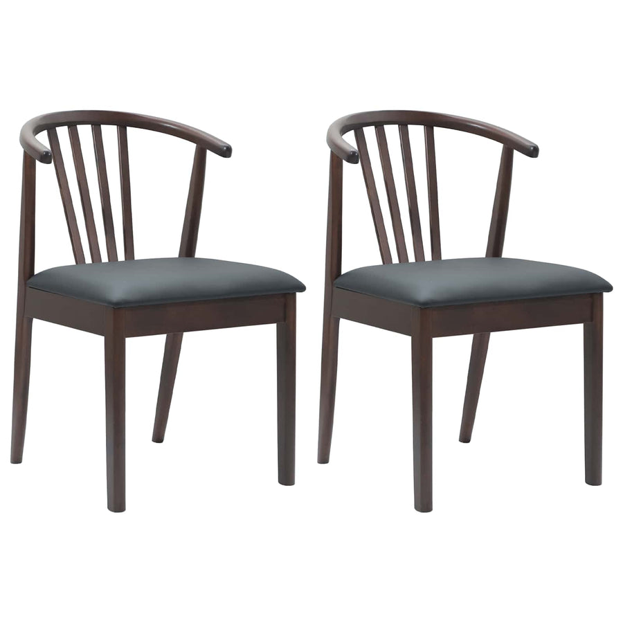Eetkamerstoel 2 Pcs Massief Rubberhout Lichtbruin en zwart