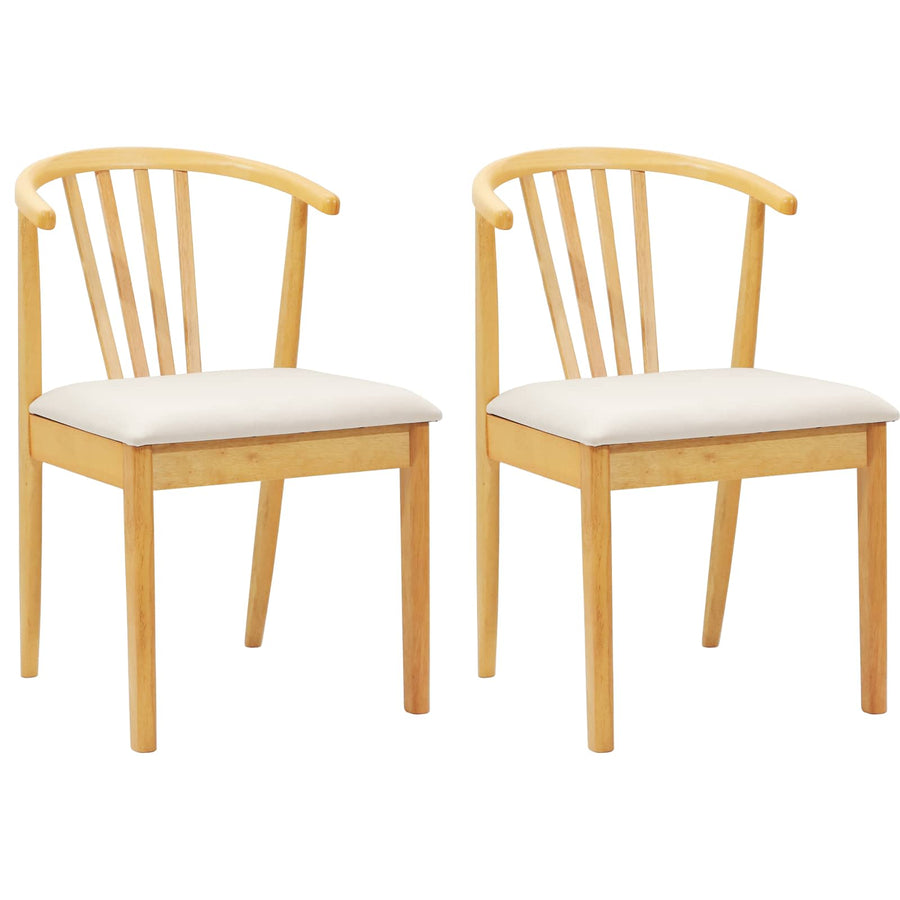 Eetkamerstoel 2 Pcs Massief Rubberhout Natuurlijk en licht