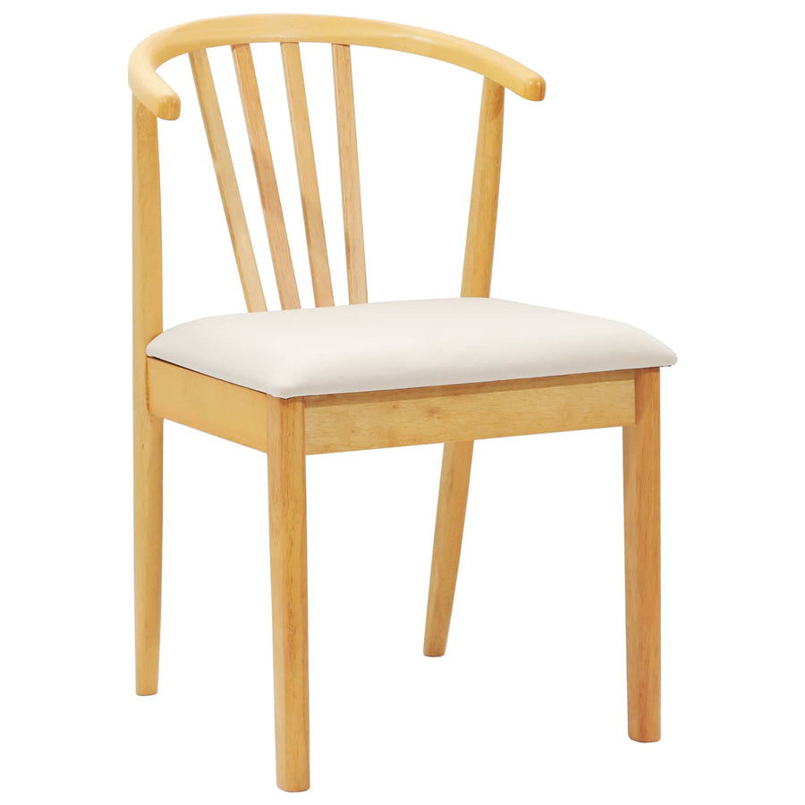 Eetkamerstoel 2 Pcs Massief Rubberhout Natuurlijk en licht