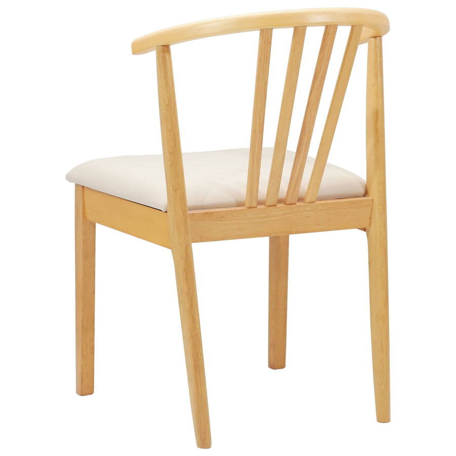 Eetkamerstoel 2 Pcs Massief Rubberhout Natuurlijk en licht