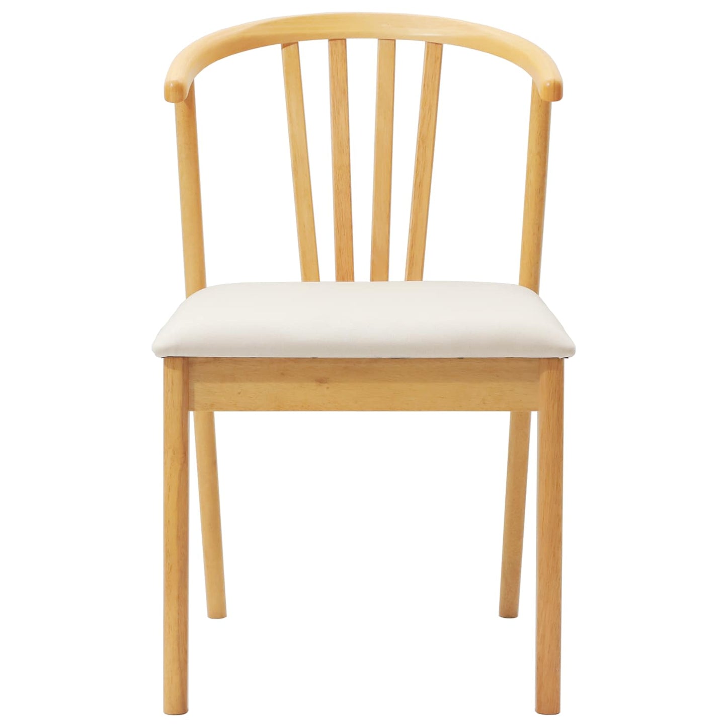 Eetkamerstoel 2 Pcs Massief Rubberhout Natuurlijk en licht